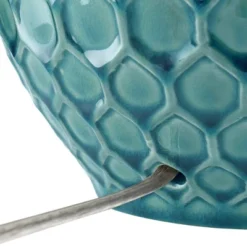 360 Lighting Kate Modern Coastal Table Lamp With Round Riser 25 3/4" High Blue Ceramic Oatmeal Fabric Drum Shade For Bedroom Living Room Bedside Kids -Interior furniture GUEST f4539a05 850f 4400 bb13 407a5e386fe2