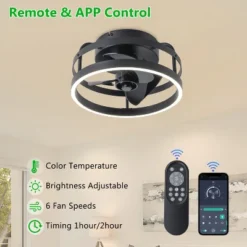 C Cattleya 12 In. Black Low Profile Color Changing LED Flush Mount With Remote And APP Smart Control Indoor Ceiling Fan With Dimmable Lighting -Interior furniture GUEST f567d20e 8a0b 4801 9311 42edbe9003f8
