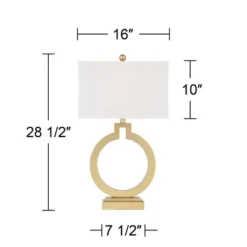360 Lighting Modern Table Lamps 28 1/2" Tall Set Of 2 With USB Charging Port Brushed Gold Open Ring White Shade For Bedroom Living Room House Bedside -Interior furniture GUEST f57d310e b52e 49a9 a0c6 4eb8b401ccdc