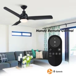 Parrot Uncle 52" Black Indoor Integrated LED Ceiling Fan, Modern -Interior furniture GUEST f5f293f5 642b 4791 92ab 1e7afcf9ec84