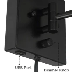 360 Lighting Lanett Modern Swing Arm Wall Lamps Set Of 2 Black Plug-in Light Fixture With USB Charging Port White Lamp Shade For Bedroom Living Room -Interior furniture GUEST f669a6d6 0802 4bf8 9711 2dbe6bc80356