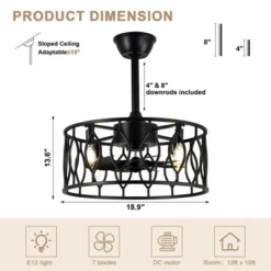 Bella Depot 19" Black Caged Ceiling Fan With Light And Remote 6-speed Reversible Fan For Bedroom Living Room -Interior furniture GUEST f760fc51 f19c 42f7 87c7 dfe57392ff7f