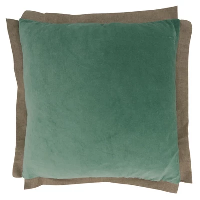 Saro Lifestyle Velvet Flange Throw Pillow With Poly Filling, Mint, 20" X 20" 3 Saro Lifestyle Velvet Flange Throw Pillow With Poly Filling, Mint, 20" X 20"