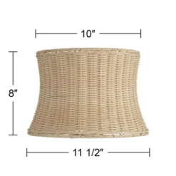 Springcrest 10" Top X 11 1/2" Bottom X 8" High X Lamp Shade Replacement Small Corset Drum Round Coastal Tropical Unbleached Rattan Harp Finial -Interior furniture GUEST f93086d6 c6d7 4cc3 a8c3 0a77d43767e2