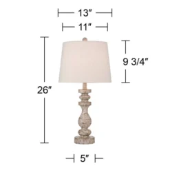 360 Lighting Jordanna 26" High Candlestick Farmhouse Rustic Country Cottage Table Lamps Set Of 2 USB Port White Distressed Finish Living Room Charging -Interior furniture GUEST f96578ed 671e 4e6b 9f79 6db72464af4e