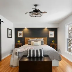 Parrot Uncle 52" Modern Black Crystal Smart Ceiling Fan, Works With Google Home/Alexa/Tuya -Interior furniture GUEST f984ca87 246b 4b96 9aed ddc1002d8373