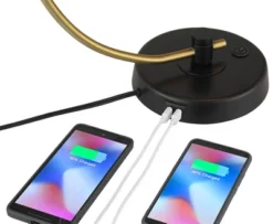 Possini Euro Design Modern Mid Century Desk Lamp 28 1/2" Tall Warm Gold Black With Dual USB Charging Ports For Bedroom Living Room Office Reading Home -Interior furniture GUEST f9c47d67 9358 47c7 884e 9ac57a4ca8b4