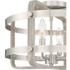 Barnes And Ivy Woodway Modern Farmhouse Ceiling Light Flush Mount Fixture 15 3/4" Wide Brushed Nickel Wood Grain 4-Light For Bedroom Living Room House -Interior furniture GUEST fa7401c2 d912 4ca2 bf23 cf2c1b7a8d0f