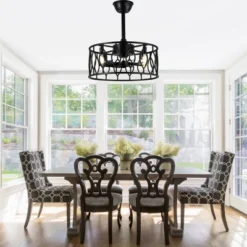 Bella Depot 19" Black Caged Ceiling Fan With Light And Remote 6-speed Reversible Fan For Bedroom Living Room -Interior furniture GUEST fa7e245c 5be4 4fa0 829a 5ef57a77ac3b