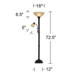 Regency Hill Garver Rustic Retro Torchiere Floor Lamp 72 1/2" Tall Oil Rubbed Bronze With Side Light Amber Glass Shade For Living Room Reading Bedroom -Interior furniture GUEST faa6dfb8 8a13 4a1e 9c68 e8188f08d964