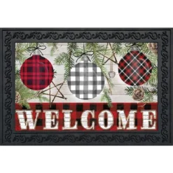 Briarwood Lane Patterned Ornaments Christmas Doormat Welcome Chec