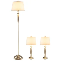 Tangkula Lamp Set 3-Piece Modern Home Living Room Bedroom Nickel Finish Lamps -Interior furniture GUEST fc196447 356e 4a5f b7a3 35c21d35e1ae
