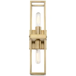 Possini Euro Design Modern Wall Light Sconce Warm Brass Hardwired 18 3/4" High 2-Light Fixture Open Frame Bedroom Bathroom Hallway -Interior furniture GUEST fc8f1574 77f2 41aa 9338 d41edb8bf0bd