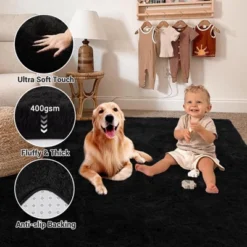 4x6 Ultra Soft Plush Carpet ¨C Navy Blue Fluffy Washable Area Rug ¨C Non-Slip Kids Room Rug Cozy Throw For Boys Girls Dorm Decor -Interior furniture GUEST fe08163a b998 45cf b2b3 96ecc992a434