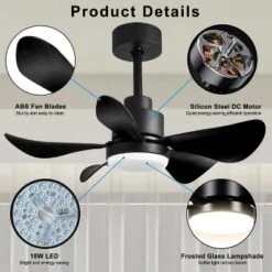 Duclsaty 28" Smart Ceiling Fan With Light, 5 Blades, 3 Colors, 6 Speeds, Remote/APP Control, For Bedroom/Kitchen -Interior furniture GUEST fe700f4e 4b58 4d3f ab30 538c55c8d81b