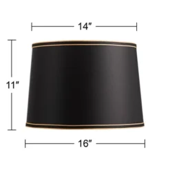 Springcrest Set Of 2 Drum Lamp Shades Black Medium 14" Top X 16" Bottom X 11" High Spider With Replacement Harp And Finial Fitting -Interior furniture GUEST ff866845 b778 412f 9379 da5c59f9754b